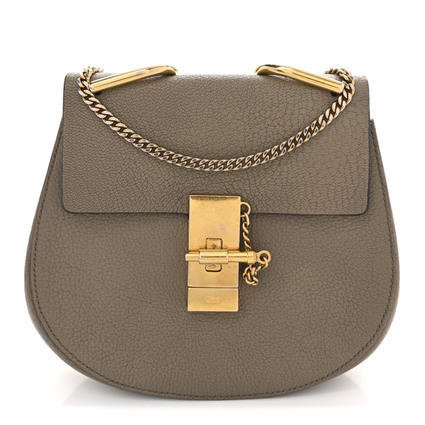 Grained Lambskin Mini Drew Shoulder Bag Motty Grey