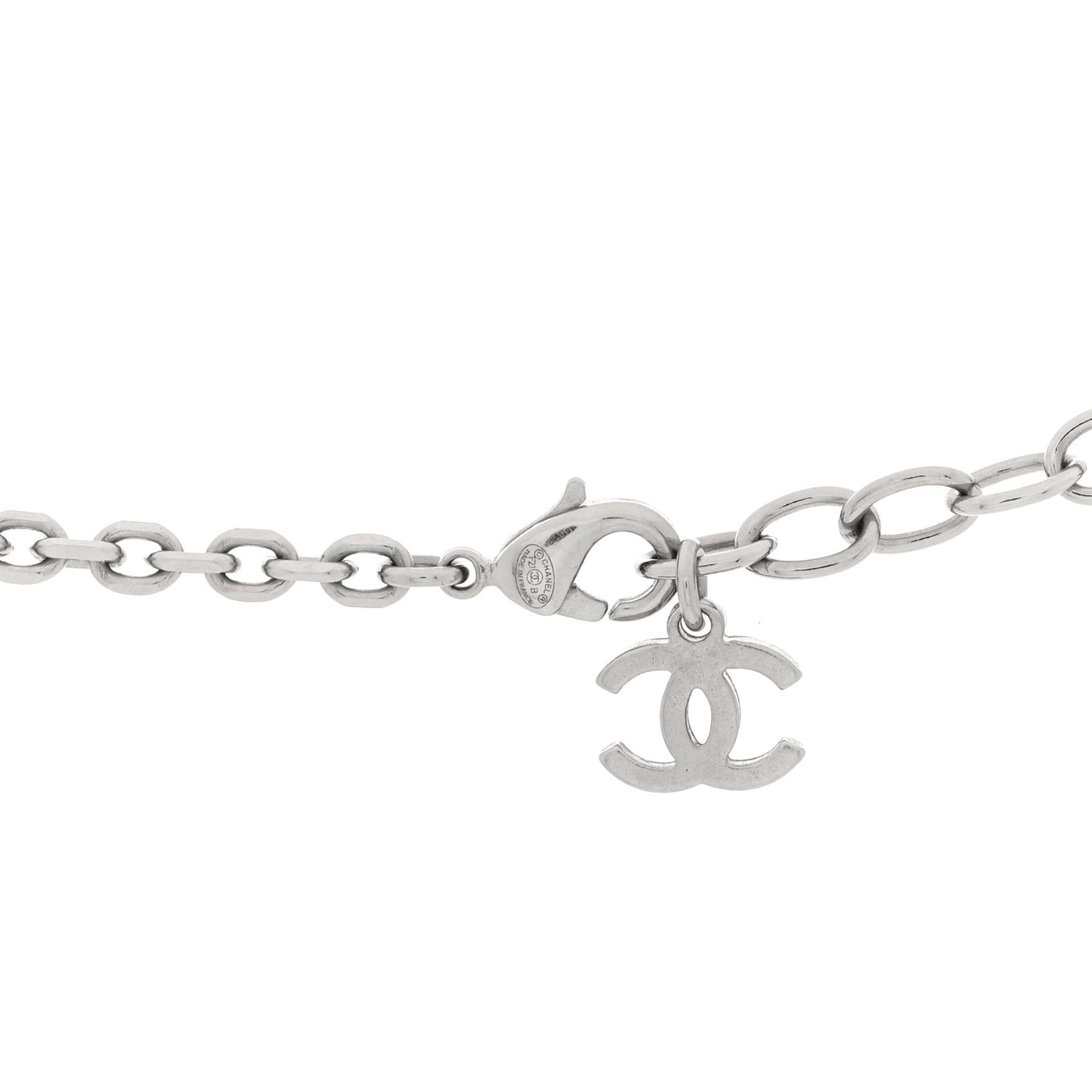Crystal CC Pendant Necklace Silver