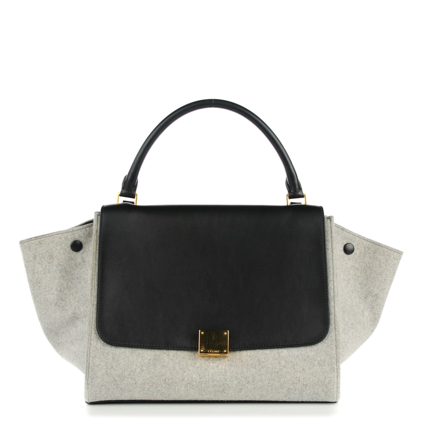 Felt Smooth Calfskin Medium Trapeze Pearl Grey