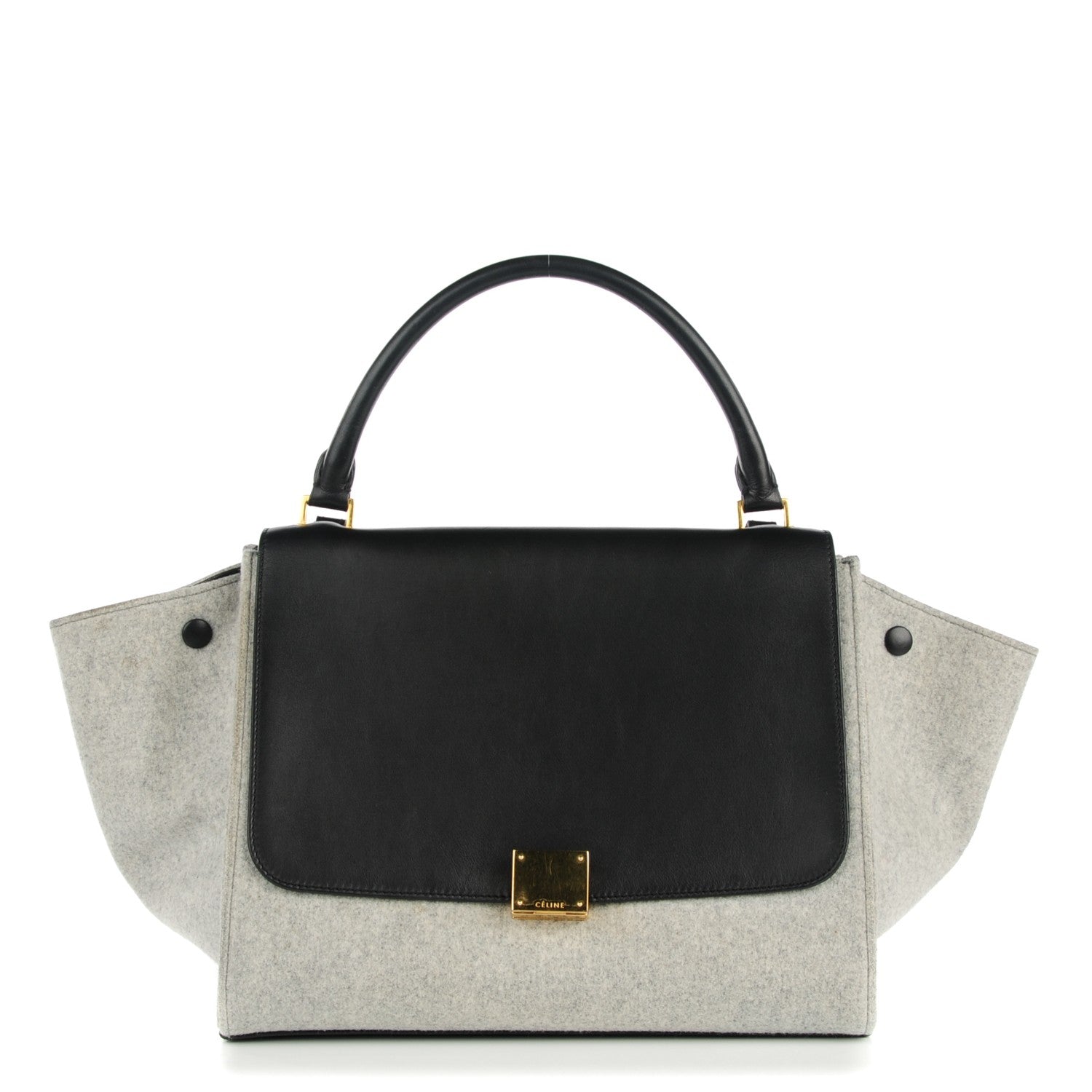 Celine Felt Smooth Calfskin Medium Trapeze Pearl Grey 1 of 8