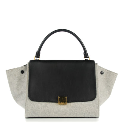 Celine Felt Smooth Calfskin Medium Trapeze Pearl Grey 1 of 8