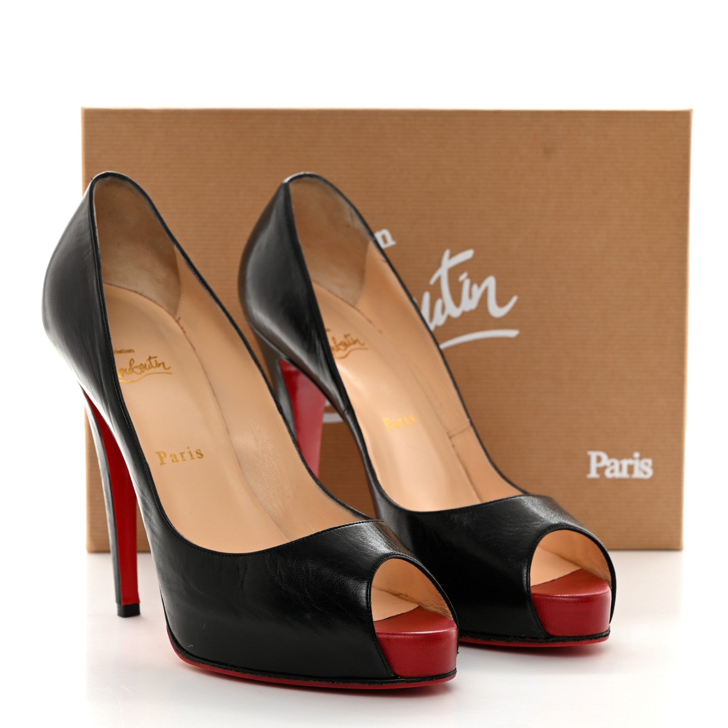 Christian Louboutin Kid Very Prive 120 Peep Toe Pumps 40 Black 8 of 8