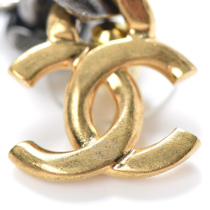 Chanel Metal CC Pick Drop Earrings Ruthenium Gold 4 of 4