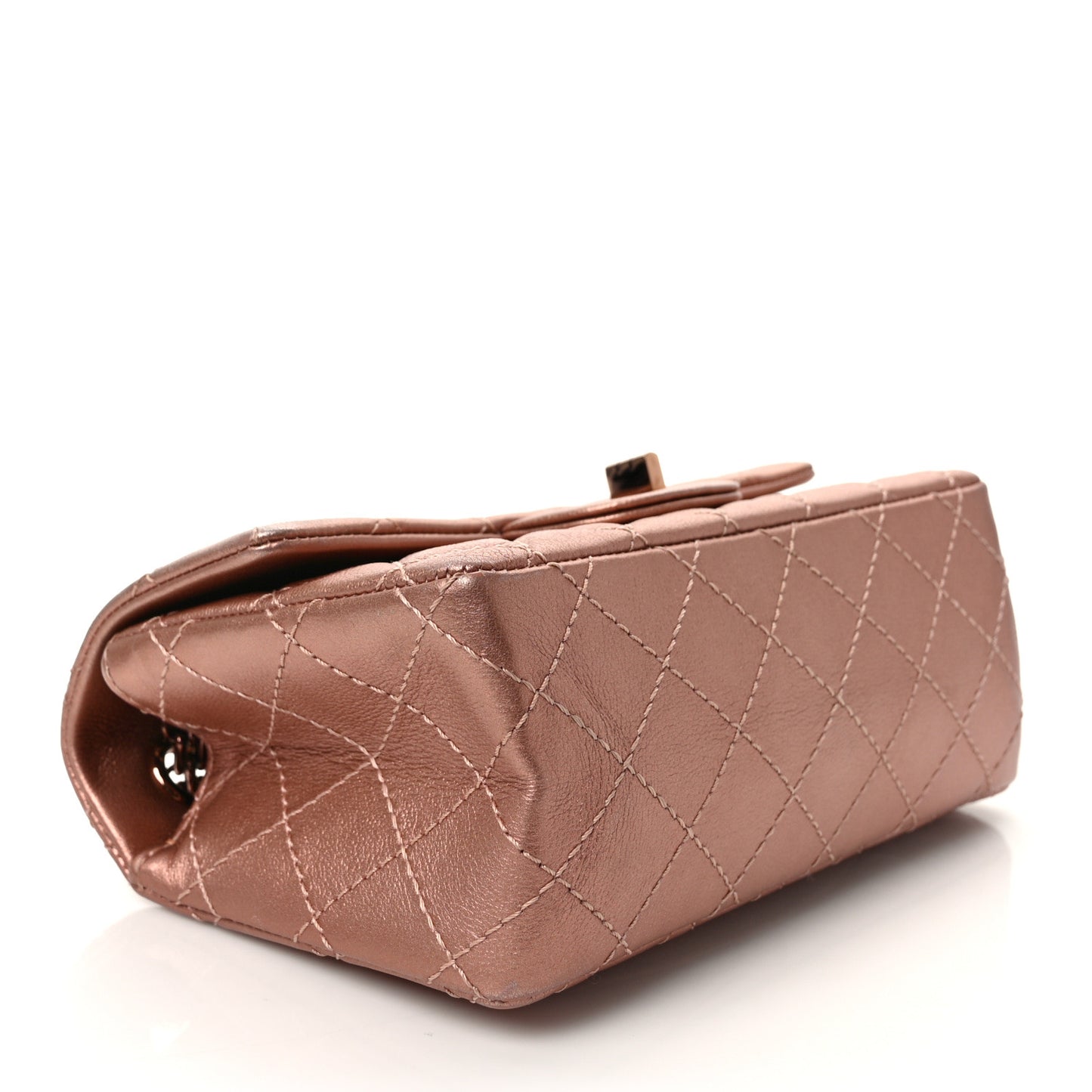Metallic Grained Calfskin Quilted 2.55 Reissue Mini Flap Copper Pink