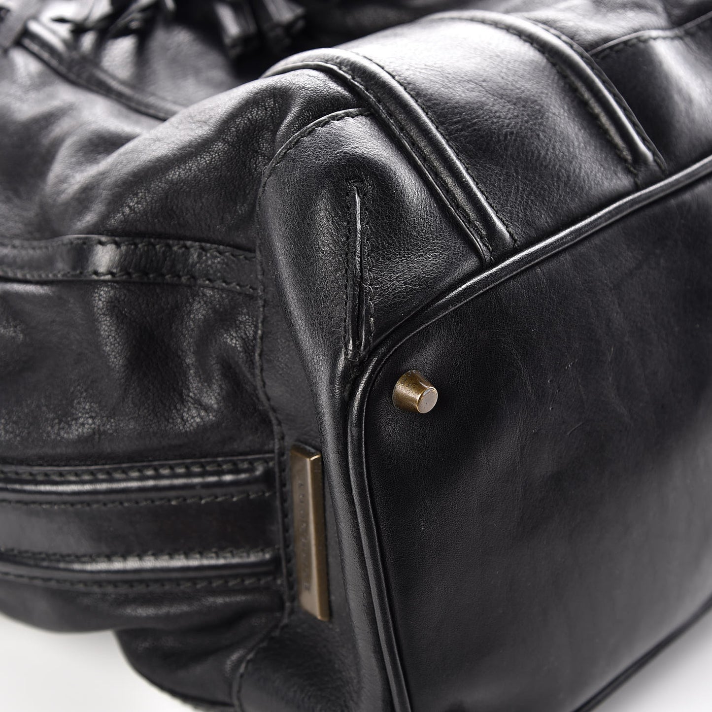 Grainy Calfskin Tassel Drawstring Shoulder Bag Black