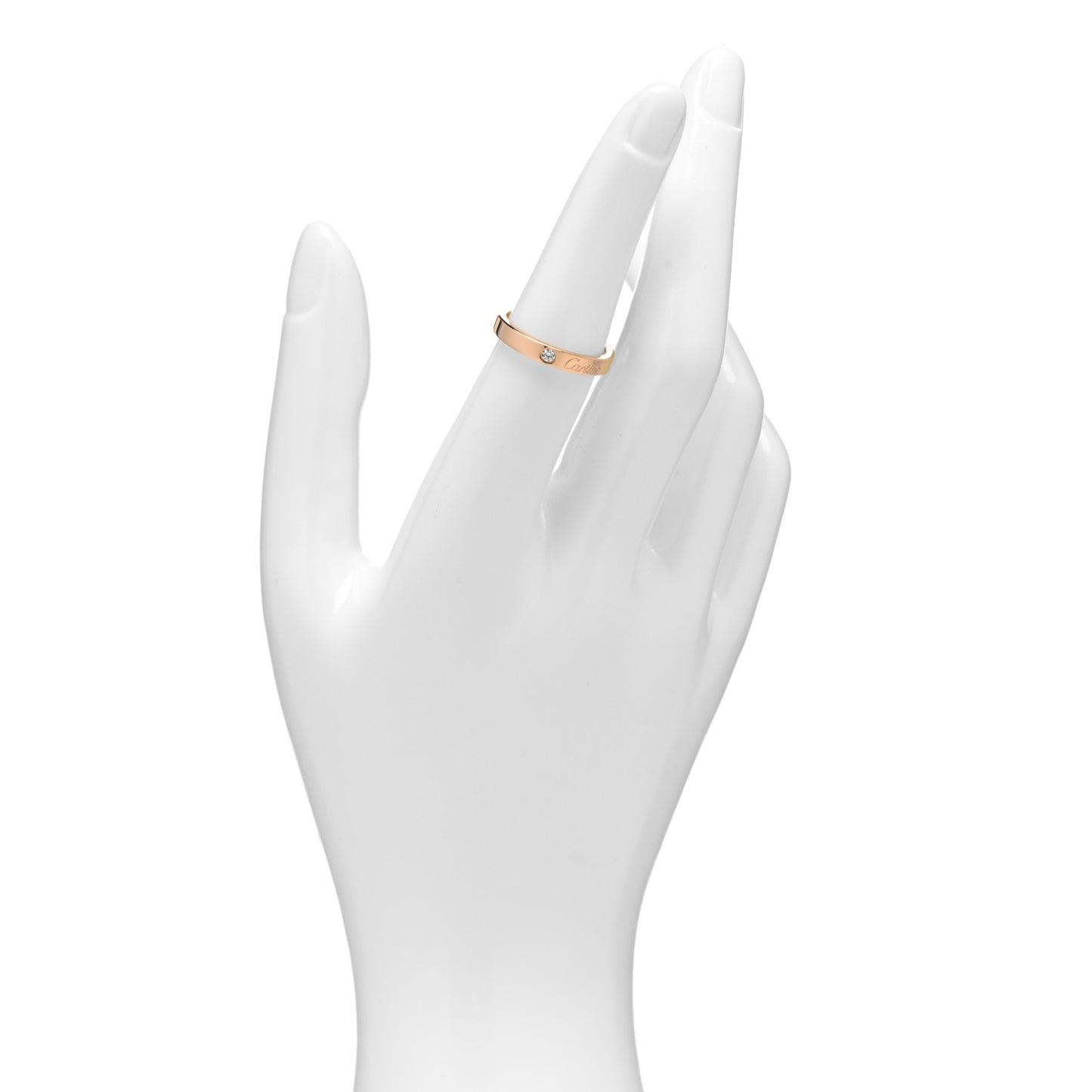 18K Pink Gold Diamond 3mm C De Cartier Wedding Band Ring 53 6.5