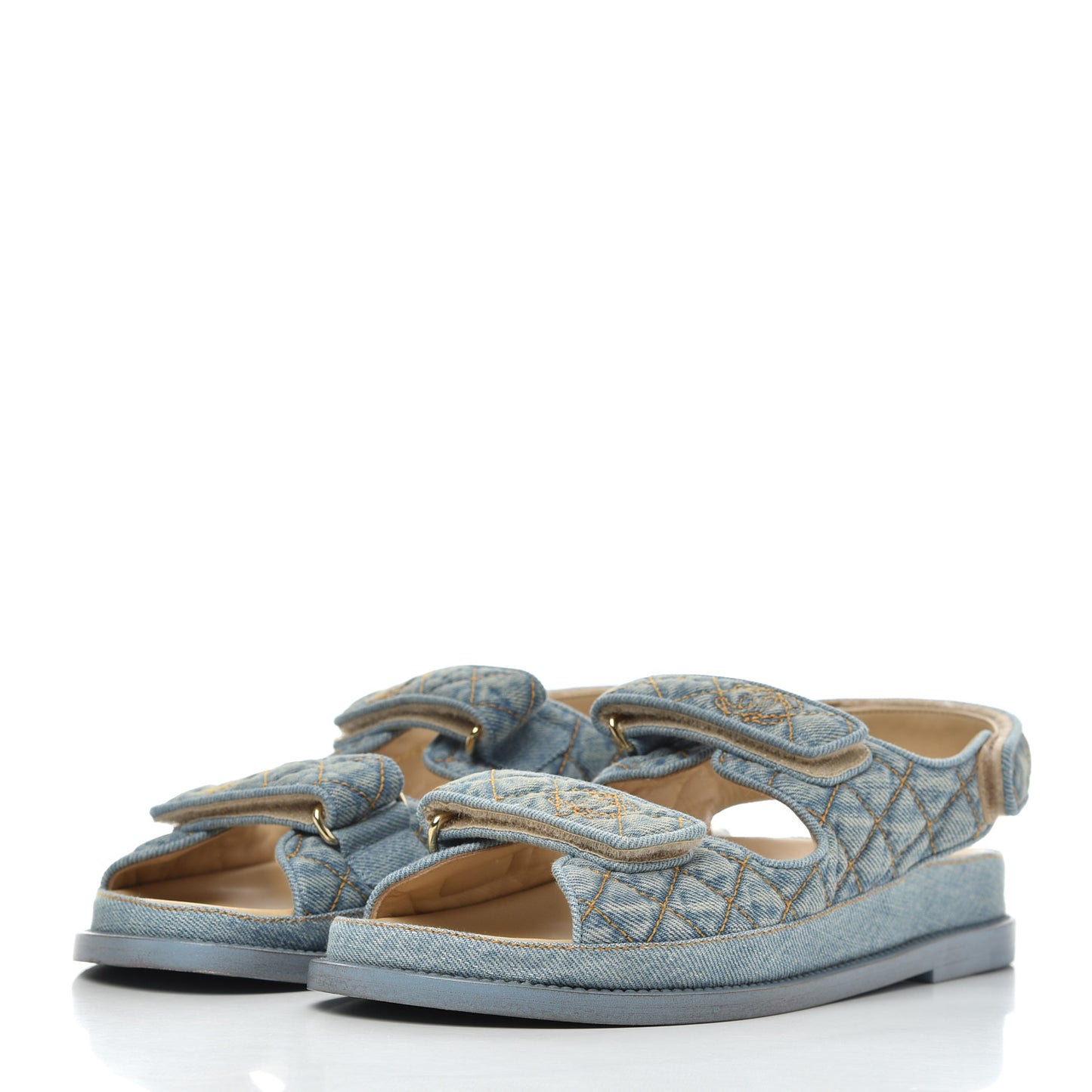 Denim Quilted Dad Sandals 38 Blue