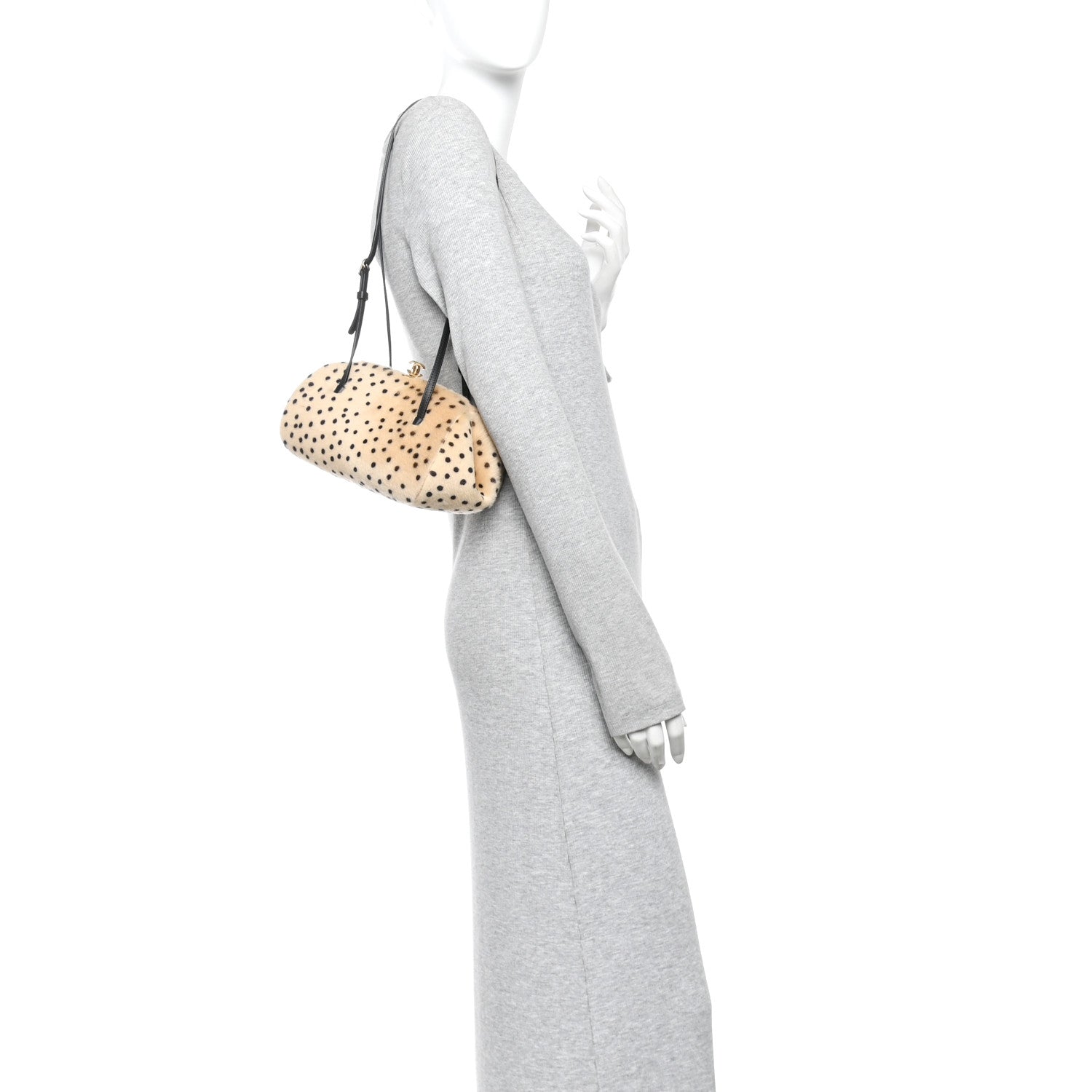 Chanel Pony Hair Cheetah Printed Shoulder Bag Light Beige Black 2 of 11