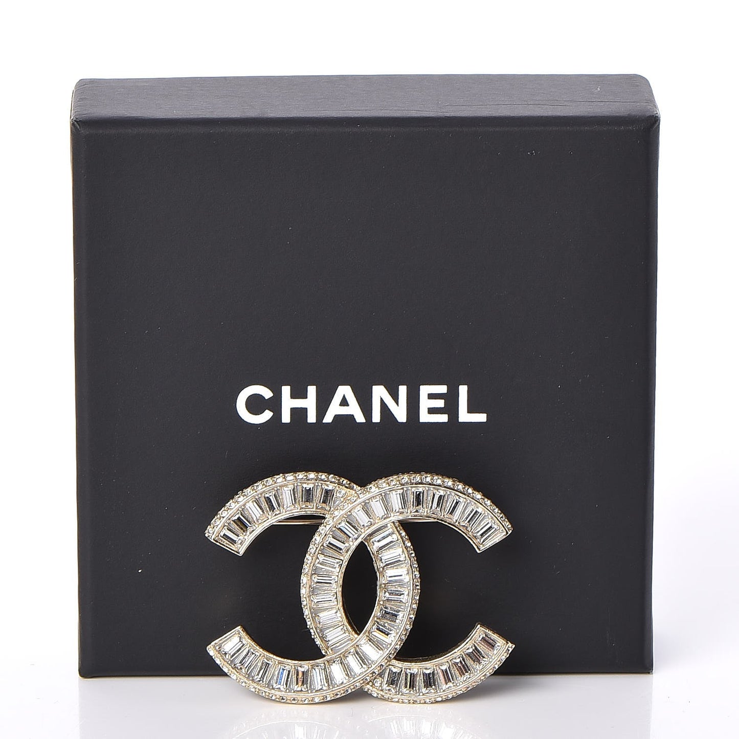 Baguette Crystal CC Brooch Gold
