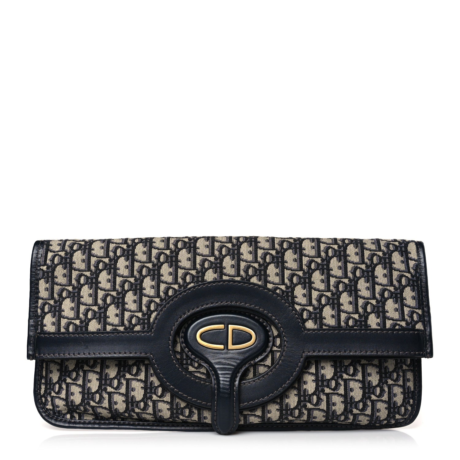 Christian Dior Oblique Fold Over Clutch Blue 1 of 9