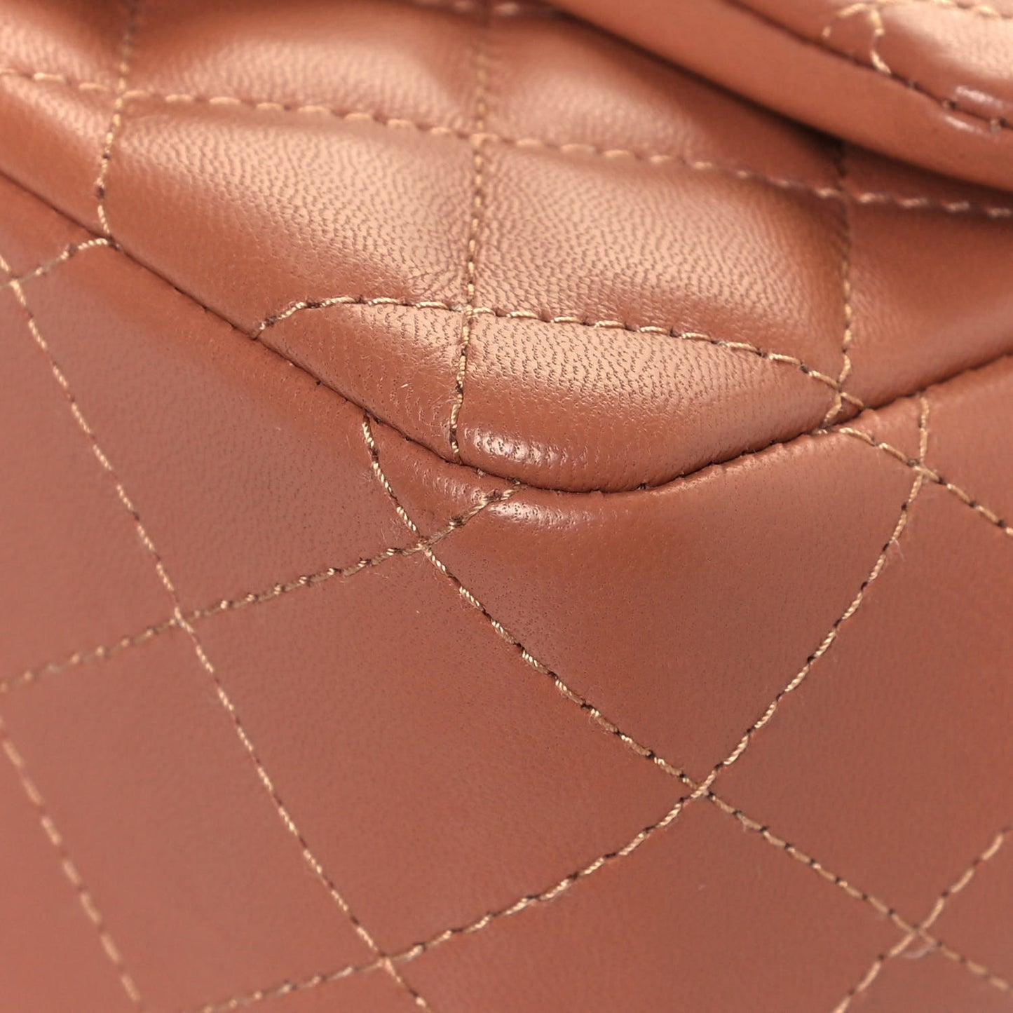 Lambskin Quilted Mini Square Flap Brown