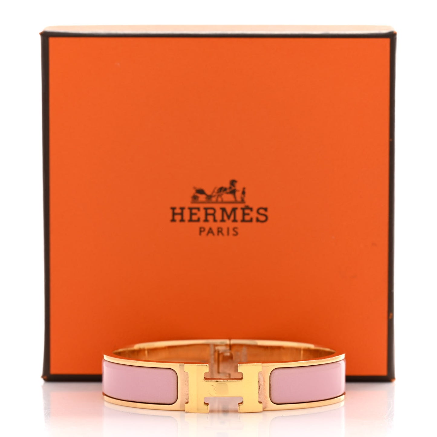 Enamel Narrow Clic Clac H Bracelet PM Rose Nacarat