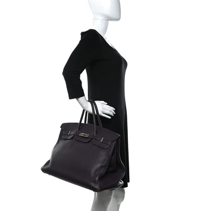 Hermes Taurillon Clemence Birkin 40 Raisin 2 of 17