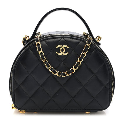 Chanel Lambskin Quilted Chic Riviera Top Handle Vanity Case Black 1 of 10