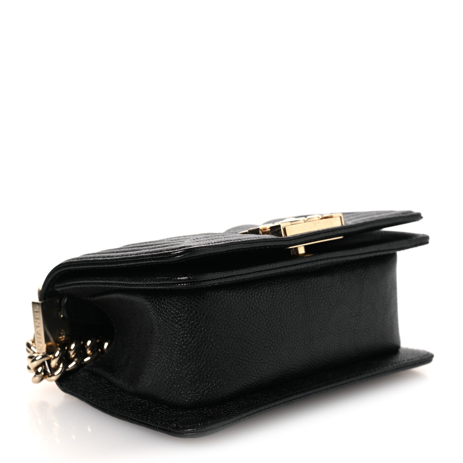 Chanel Caviar Chevron Quilted Mini Boy Flap Black Black 4 of 11