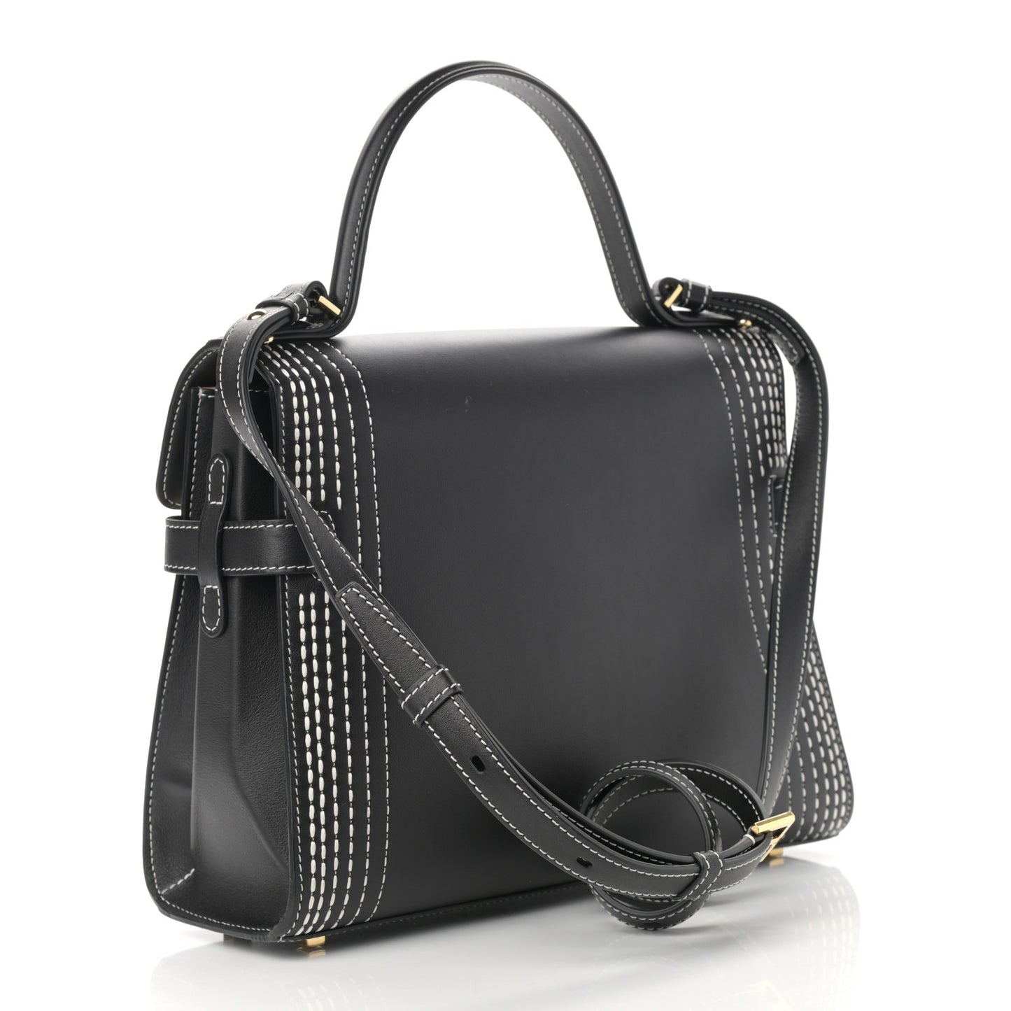 Calfskin Stitch MM Tempete Satchel Black