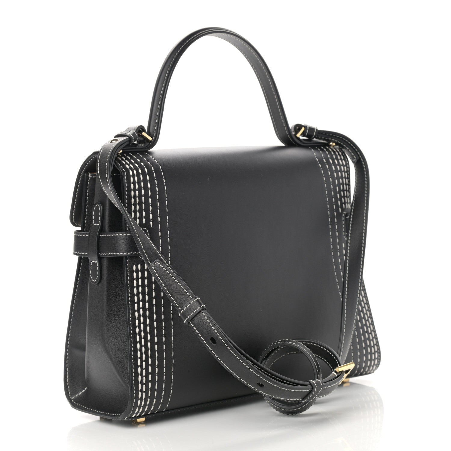 Delvaux Calfskin Stitch MM Tempete Satchel Black 3 of 10