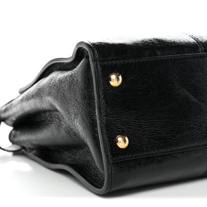 Fendi Agnello Old Shine Medium Peekaboo Iconic Satchel Black 9 of 10
