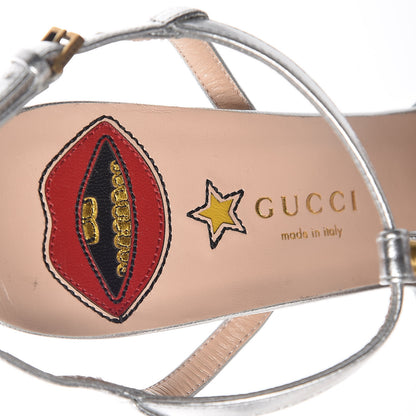 Gucci Nappa Silk Angel T-Strap Platform High Heel Sandals 40 Argento 8 of 10