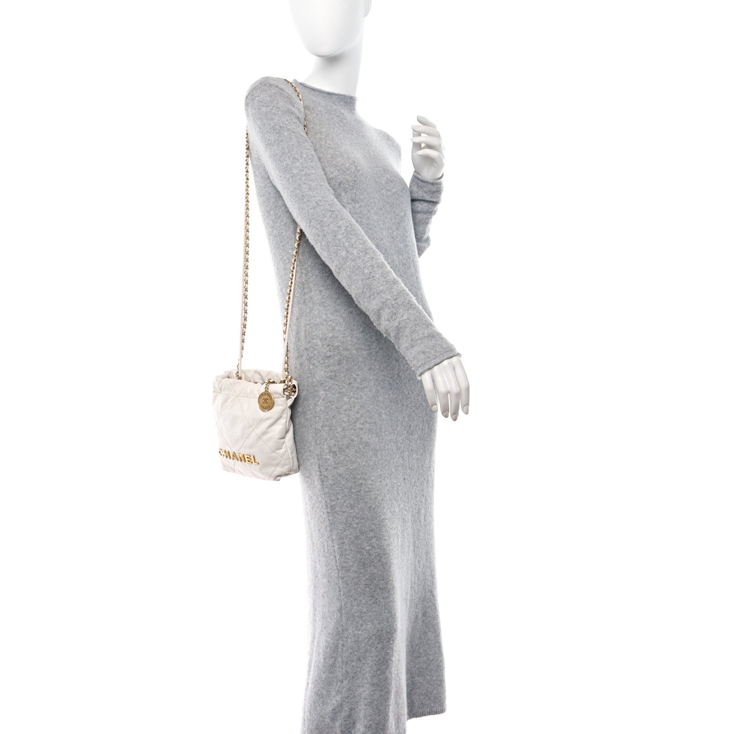 Chanel Shiny Calfskin Quilted Mini Chanel 22 White 2 of 13