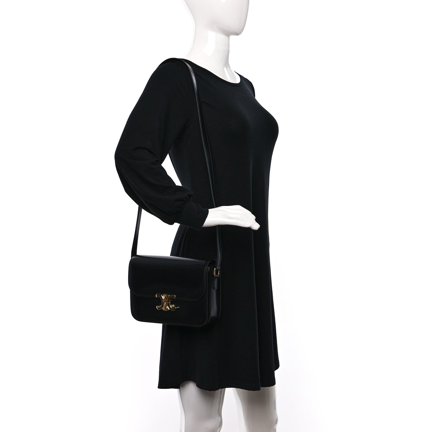 Shiny Calfskin Medium Triomphe Black