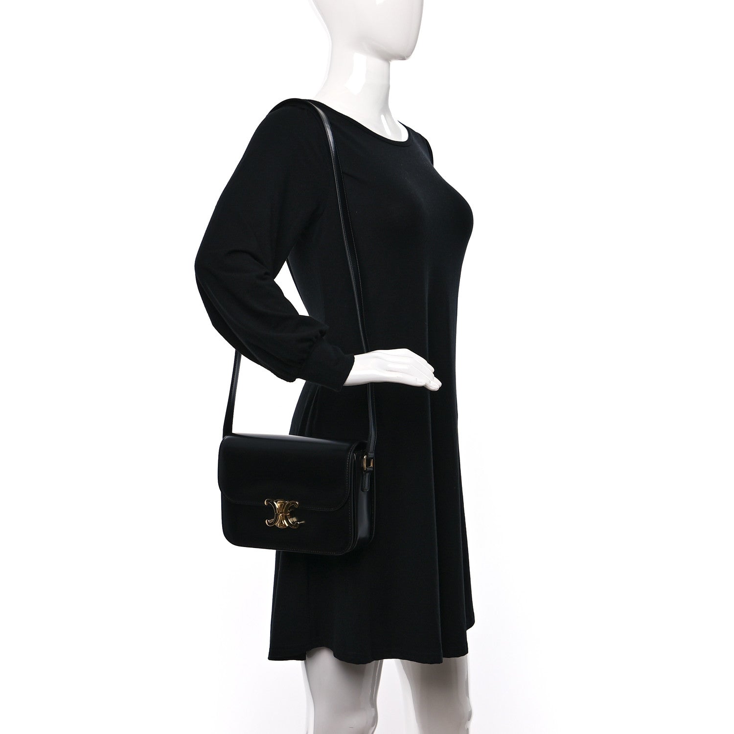 Celine Shiny Calfskin Medium Triomphe Black 2 of 12