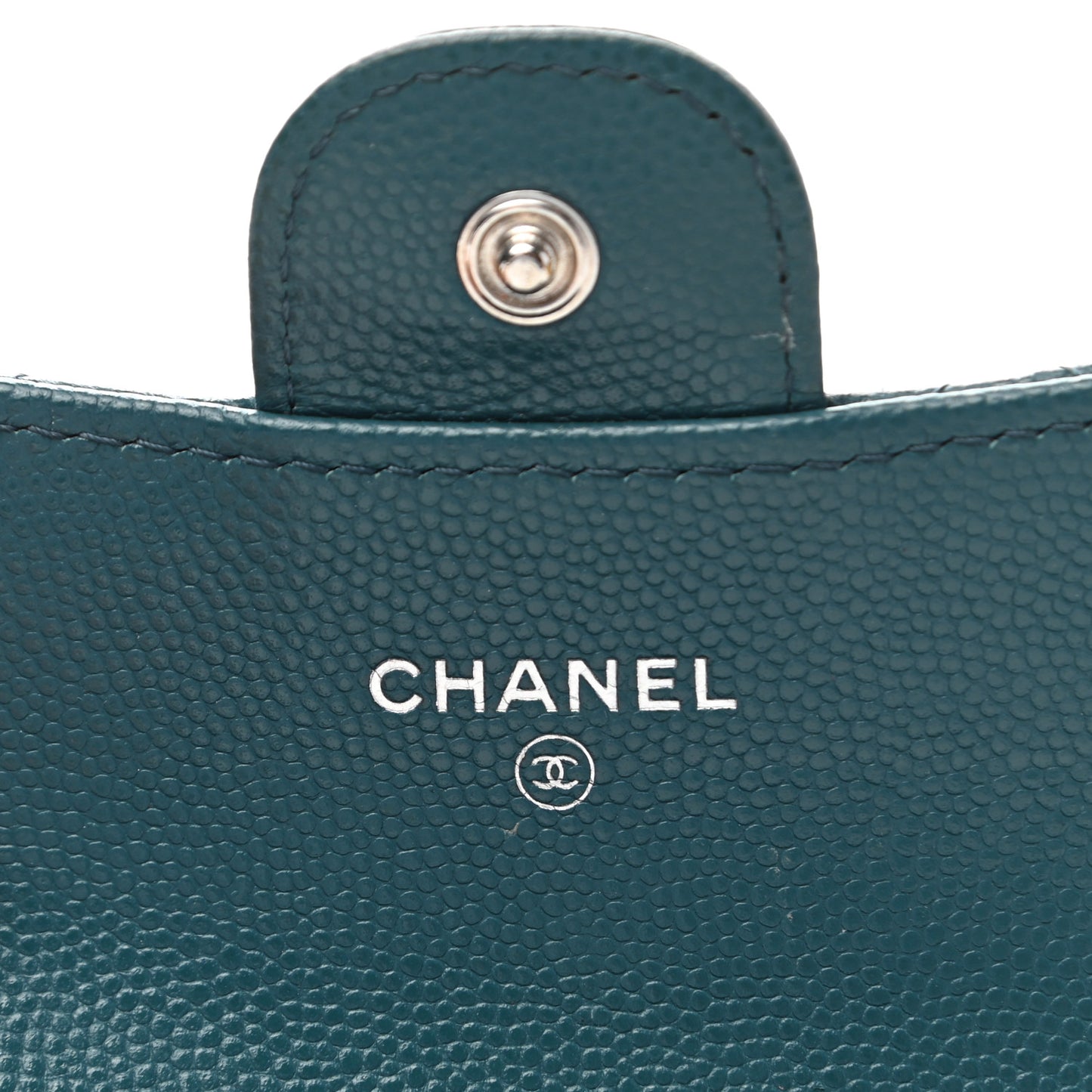 Caviar Quilted Flap Card Holder Dark Turquoise