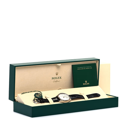 Rolex 18K White Gold Alligator 39mm Cellini Dual Time Watch White 50529 5 of 5