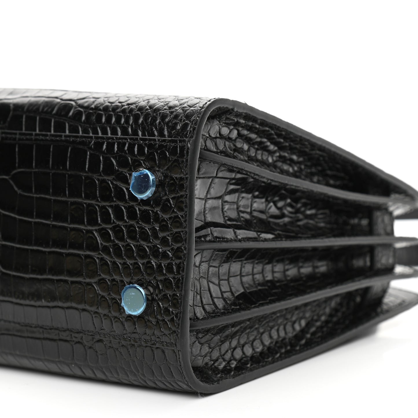 Calfskin Crocodile Embossed Baby Sac De Jour Black