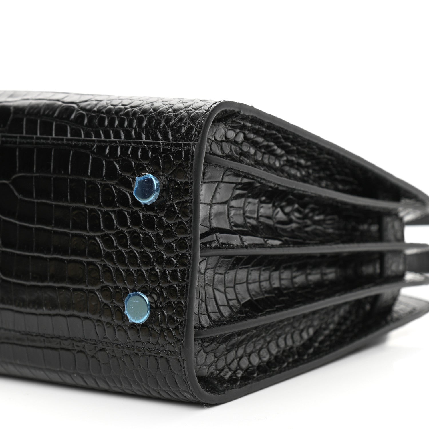 Saint Laurent Calfskin Crocodile Embossed Baby Sac De Jour Black 6 of 9