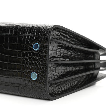 Saint Laurent Calfskin Crocodile Embossed Baby Sac De Jour Black 6 of 9