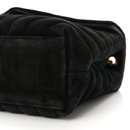 Saint Laurent Suede Calfskin Y Quilted Monogram Small Loulou Chain Satchel Black 10 of 13