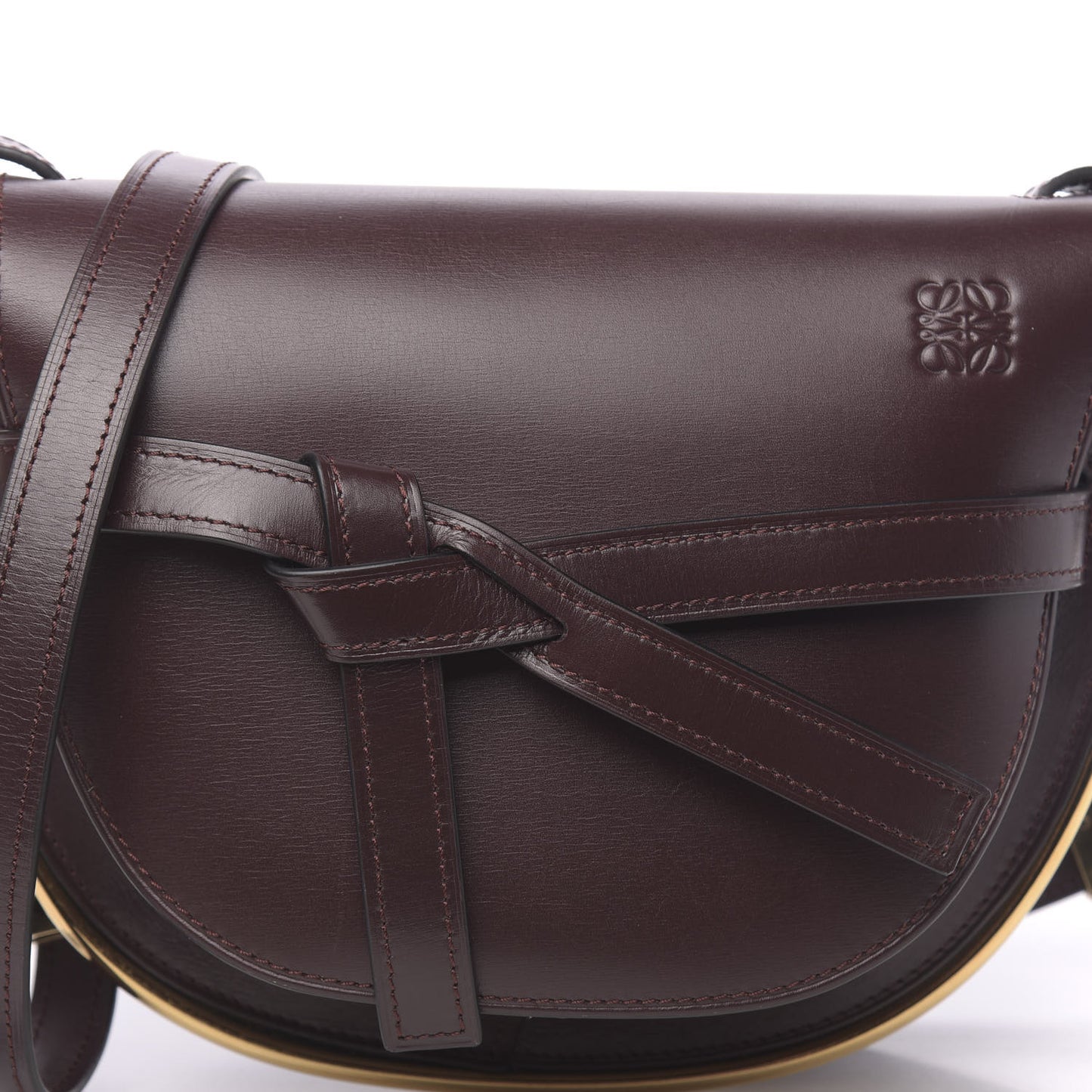 Calfskin Small Metal Gate Crossbody Bag Oxblood