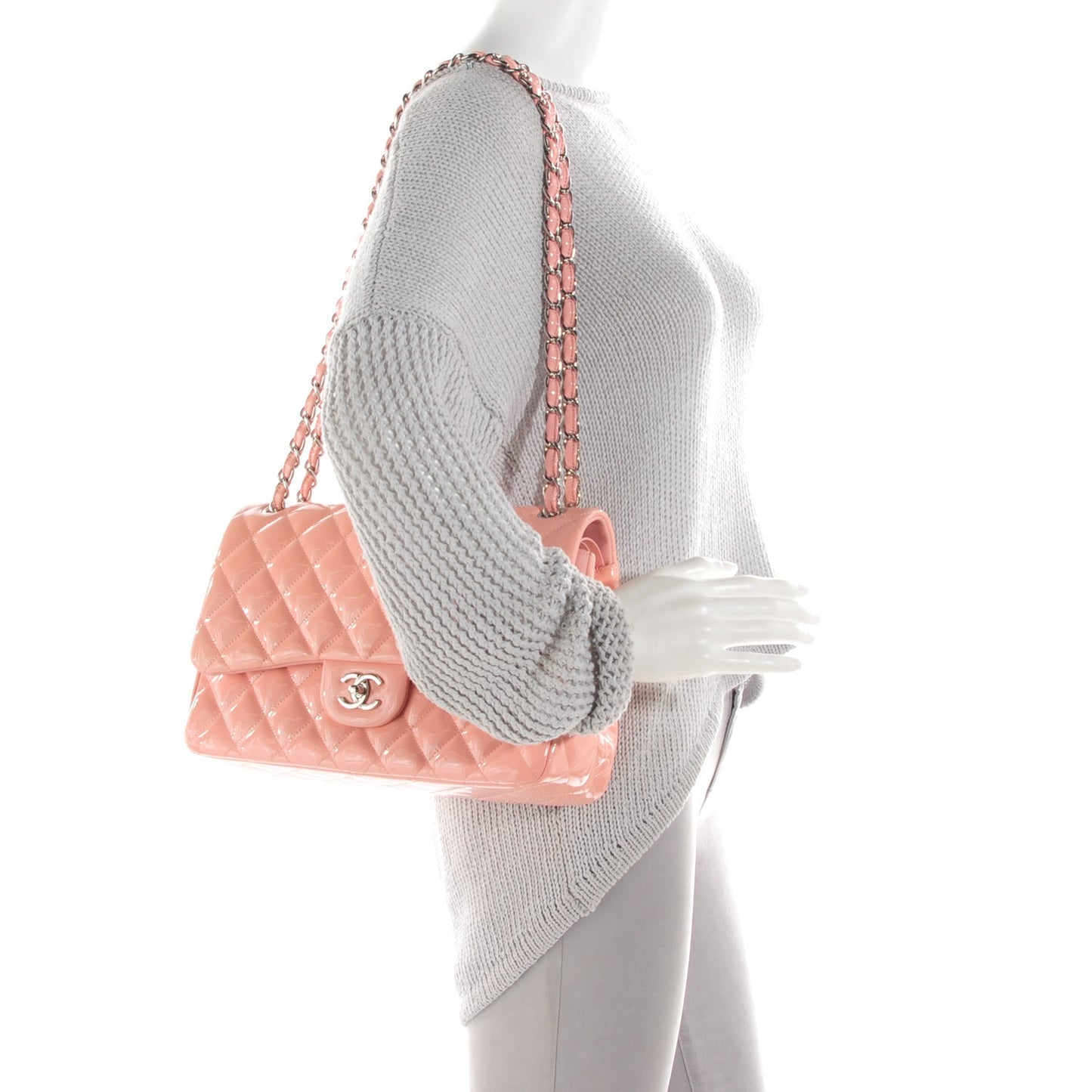 Patent Quilted Jumbo Double Flap Pink