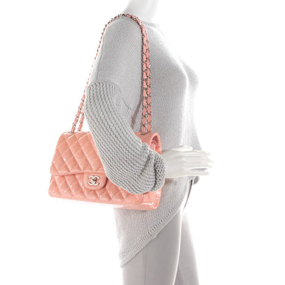 Chanel Patent Quilted Jumbo Double Flap Pink 2 of 8