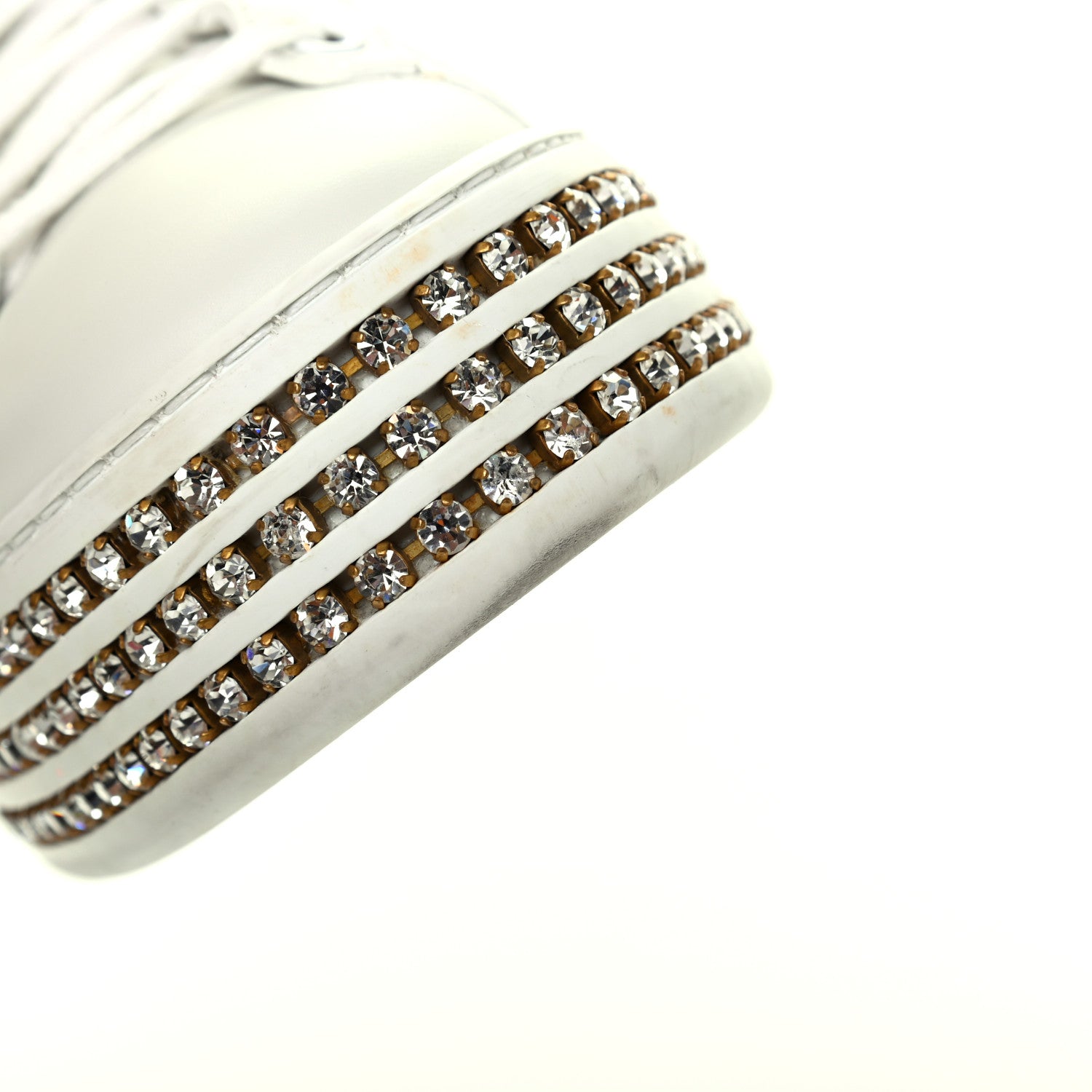 Gucci Calfskin Crystal Web LOVED Embroidered Womens Ace Platform Sneakers 37 White Red Flame Notte 9 of 16