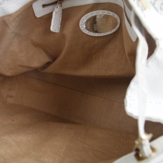 Calfskin Romano Selleria Borghese Tote White