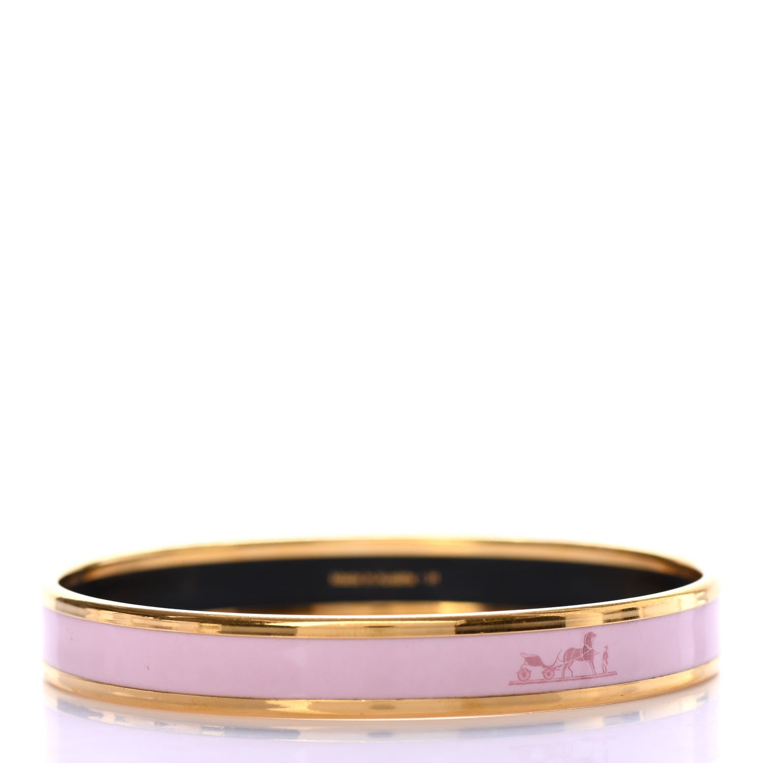 Hermes Enamel Printed Caleche Narrow Bracelet 70 Rose Dragee 3 of 5