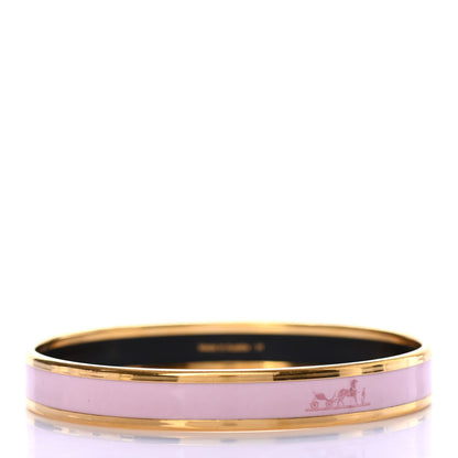 Hermes Enamel Printed Caleche Narrow Bracelet 70 Rose Dragee 3 of 5