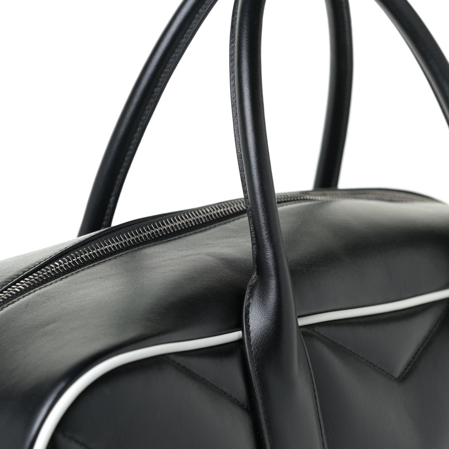 Calfskin Medium Miles Logo Bowler Duffel Bag Black