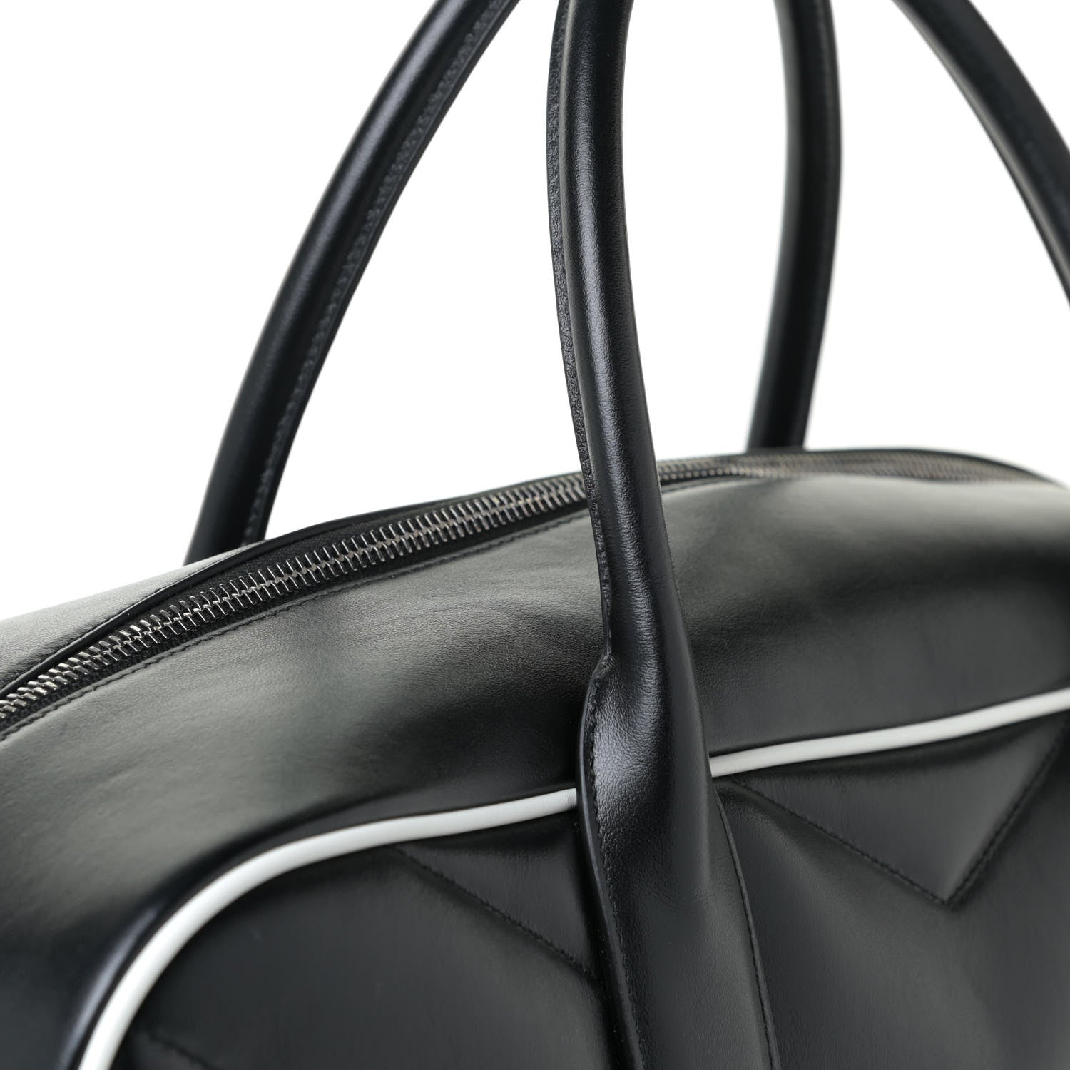 Saint Laurent Calfskin Medium Miles Logo Bowler Duffel Bag Black 10 of 11