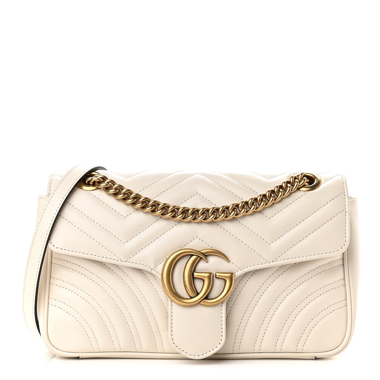 Calfskin Matelasse Small GG Marmont Shoulder Bag White