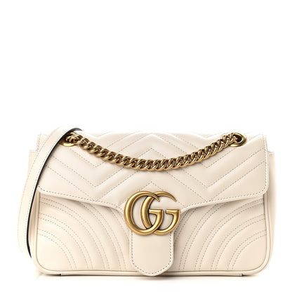 Gucci Calfskin Matelasse Small GG Marmont Shoulder Bag White 1 of 9