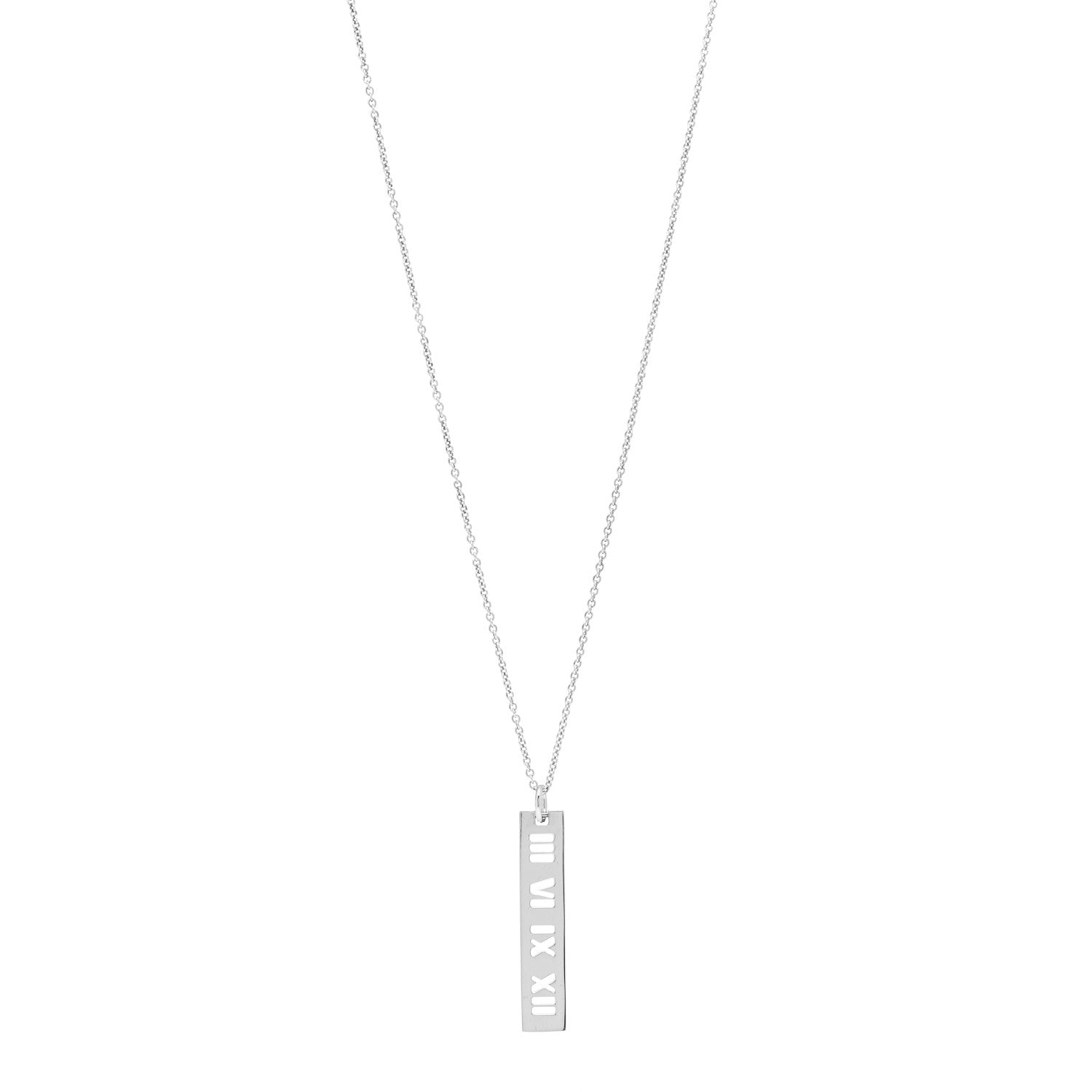 Tiffany Sterling Silver Atlas Bar Pendant Necklace 1 of 4