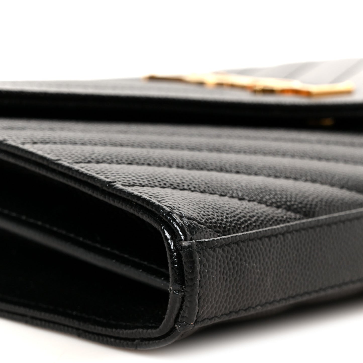 Grain De Poudre Matelasse Chevron Monogram Chain Wallet Black
