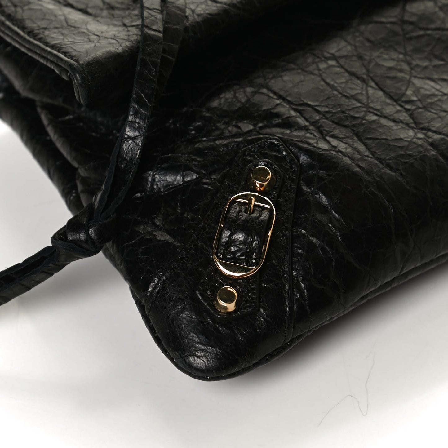 Agneau Classic Gold Hardware Mini Envelope Strap Clutch Black