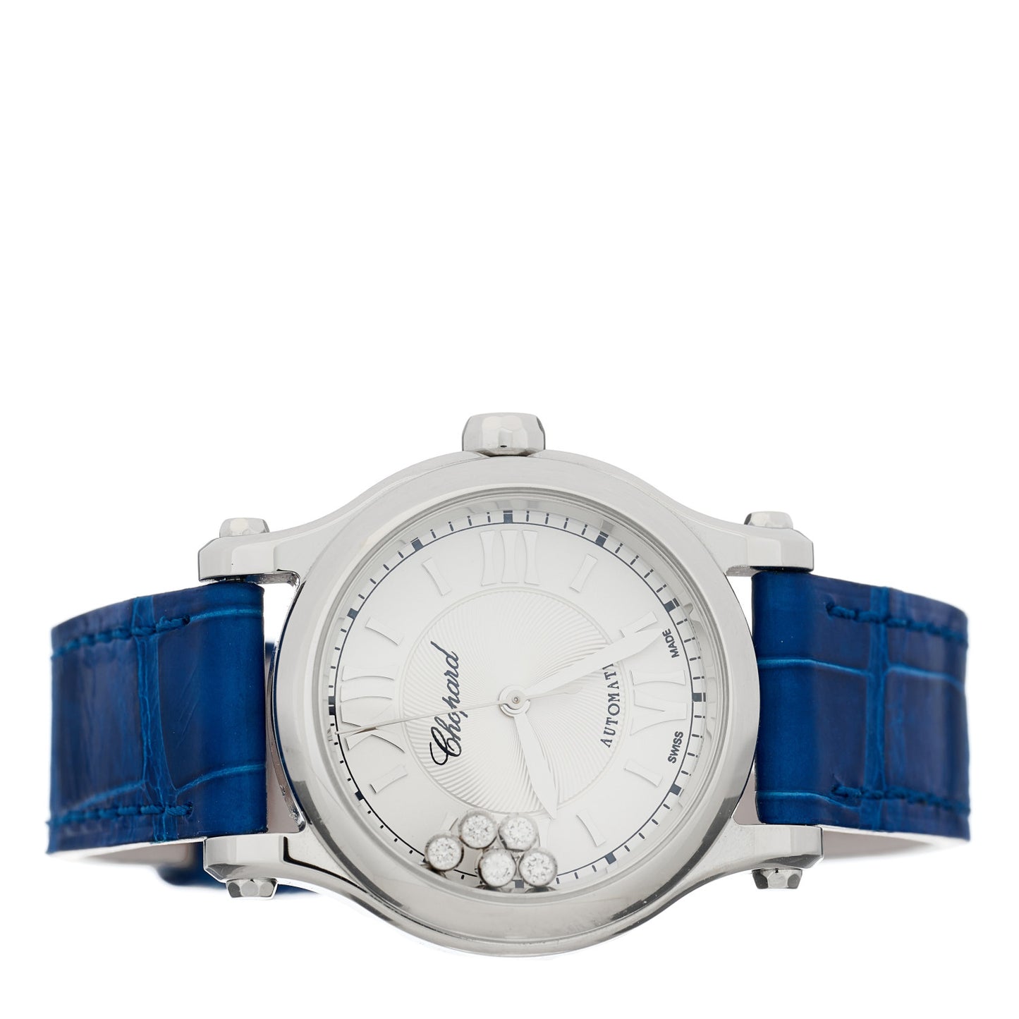 Stainless Steel Alligator 5 Diamond 30mm Happy Sport Quartz Watch