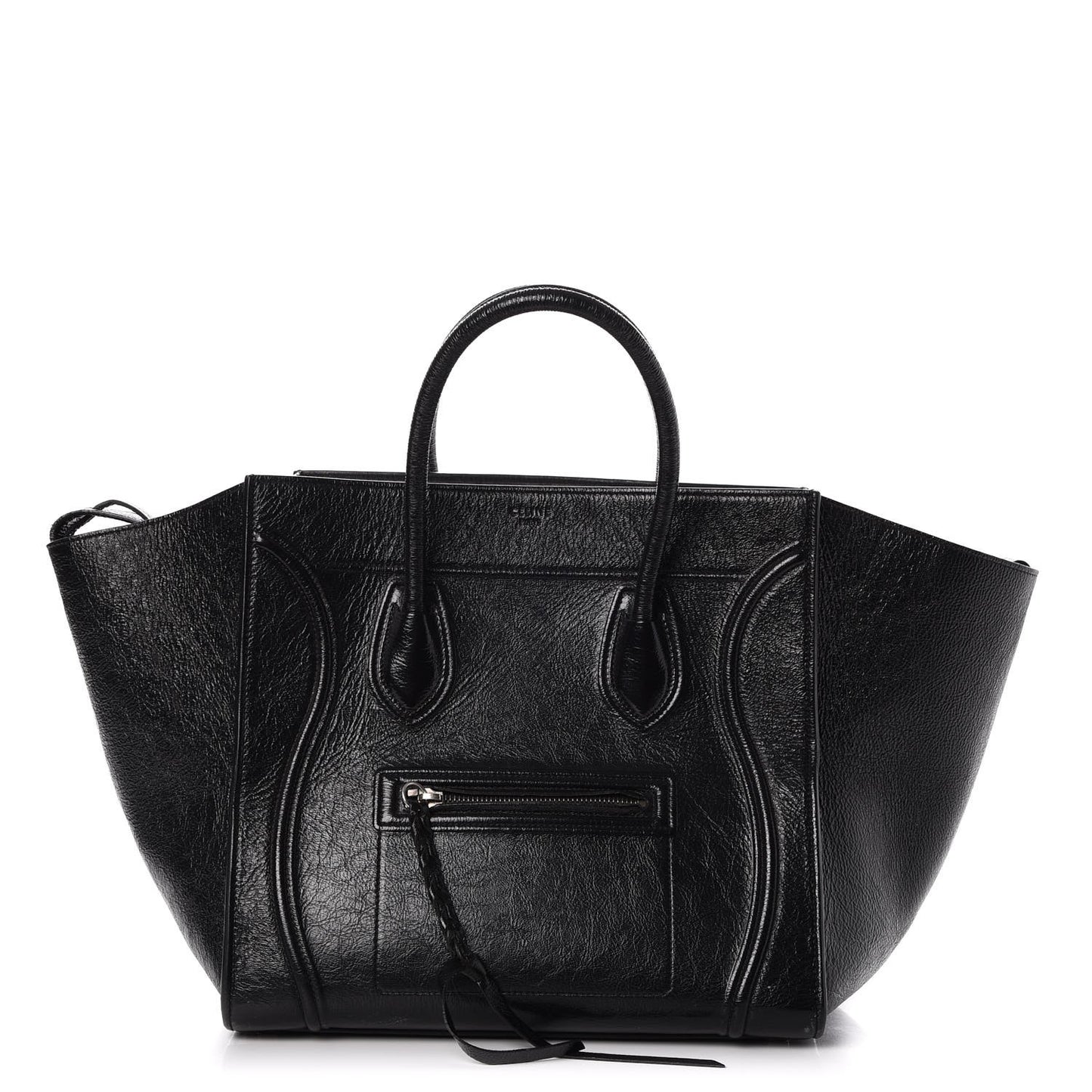 Shiny Goatskin Medium Phantom Luggage Black