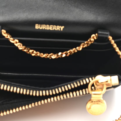 Burberry Grainy Calfskin Vintage Check Jade Card Case On Chain Black 6 of 9
