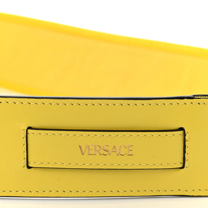 Versace Coated Canvas Calfskin La Greca Strap Yellow Pink Black 4 of 5